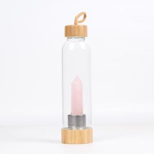 Wholesale Wellness Healing Gemstone Glass Bottles For Water Storage , Infused Rose Quartz Crystal Water Bottle from china suppliers