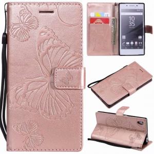 Wholesale Sony Xperia Z5 Embossing 3D Butterfly Leather Bracket Stand Wallet Case with wristlet strap from china suppliers