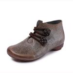 S312 Factory Flat-Bottomed Retro Ethnic Style Handmade Leather Short Boots