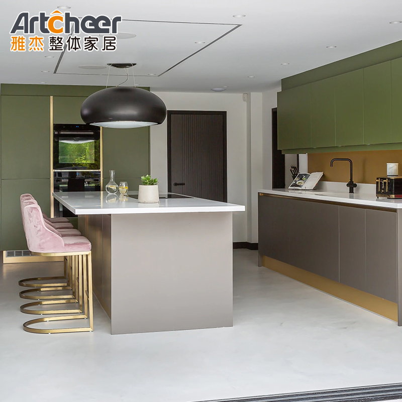 Upgrade Your Kitchen Storage with Modern Gold Cabinet Handles and Door Flip Shelf