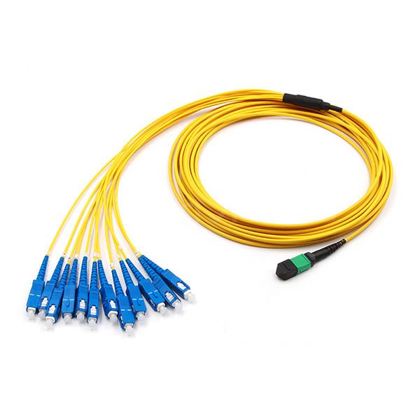 Data Center MPO Breakout Cable 12 Fibers With A 2.0mm Single Mode 9/125 OFNP