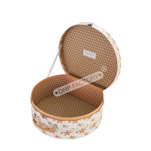Wholesale Fashion Round Suitcase Hat Box Paperboard Suitcase Box With PU Handle For Clothing from china suppliers