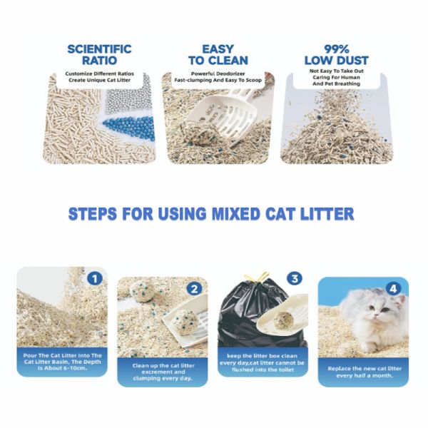 100% Natural Tofu Cat Litter Fast Clumping Mixed with Odor Control Bentonite Cat Litter