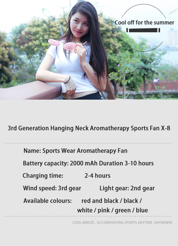 New Lazy 3 Generation Hanging Neck Aromatherapy Fan Factory Wholesale Hanging Neck Fan