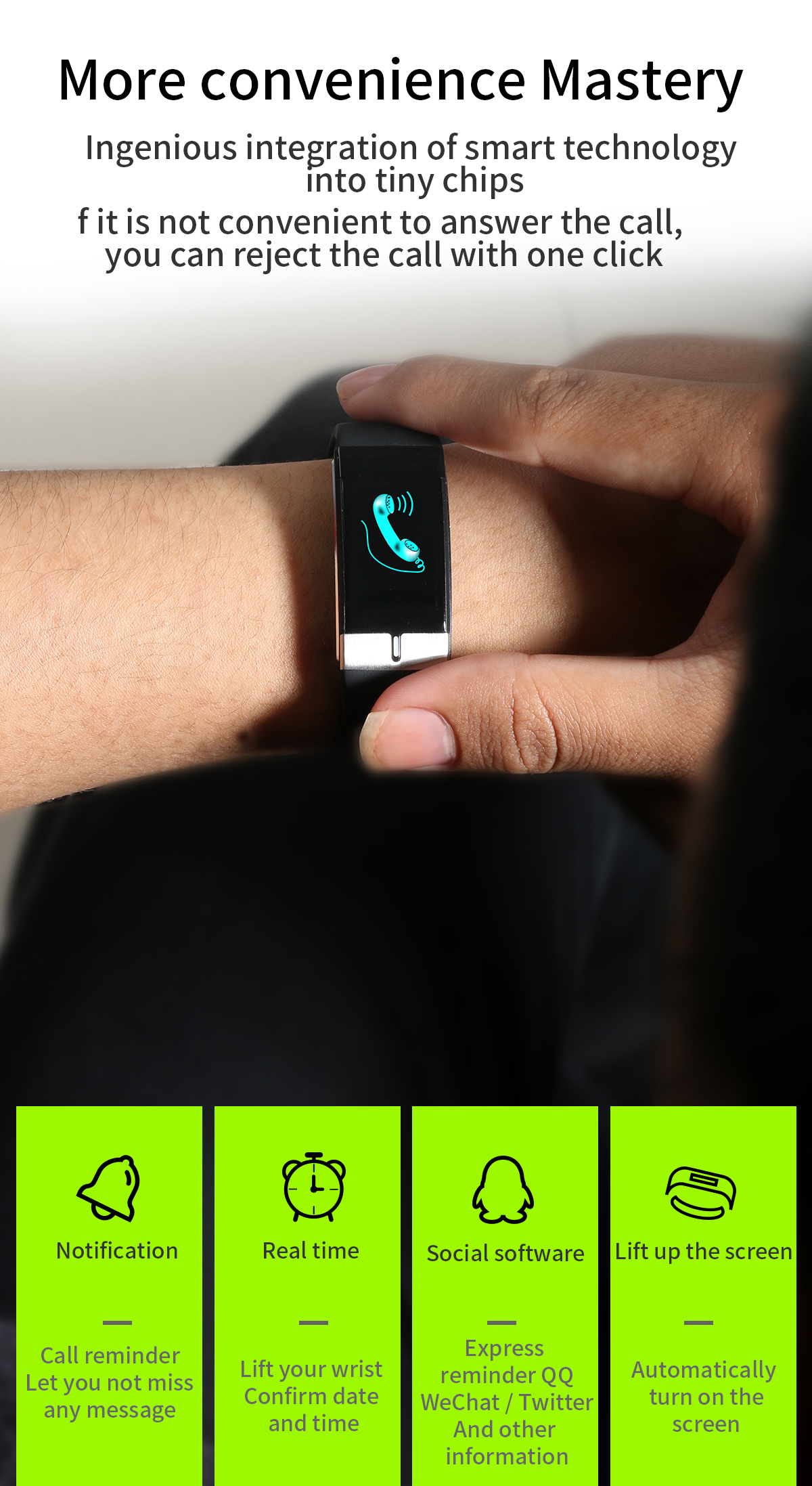IP68 E80 Temperature Monitoring Smart Watch 24G Health Bracelet Waterproof