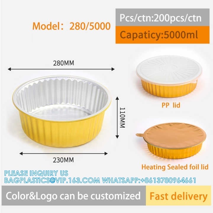 180mm Diameter 1130ml Oblong Take-Out Foil Pan Ovenable Aluminum Foil Pan Container With Lid And Aluminium Foil Food
