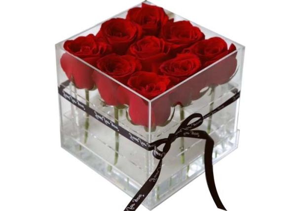 Square Waterproof Acrylic Flower Box With Lid For Packing Environmentally