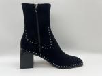 soft suede leather and stretch lycra fabric black Womens Dress ankle Boots with