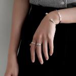 Lanciashow 925 Sterling Silver Cuff Bangle Bracelet Gold Plated Jewelry For