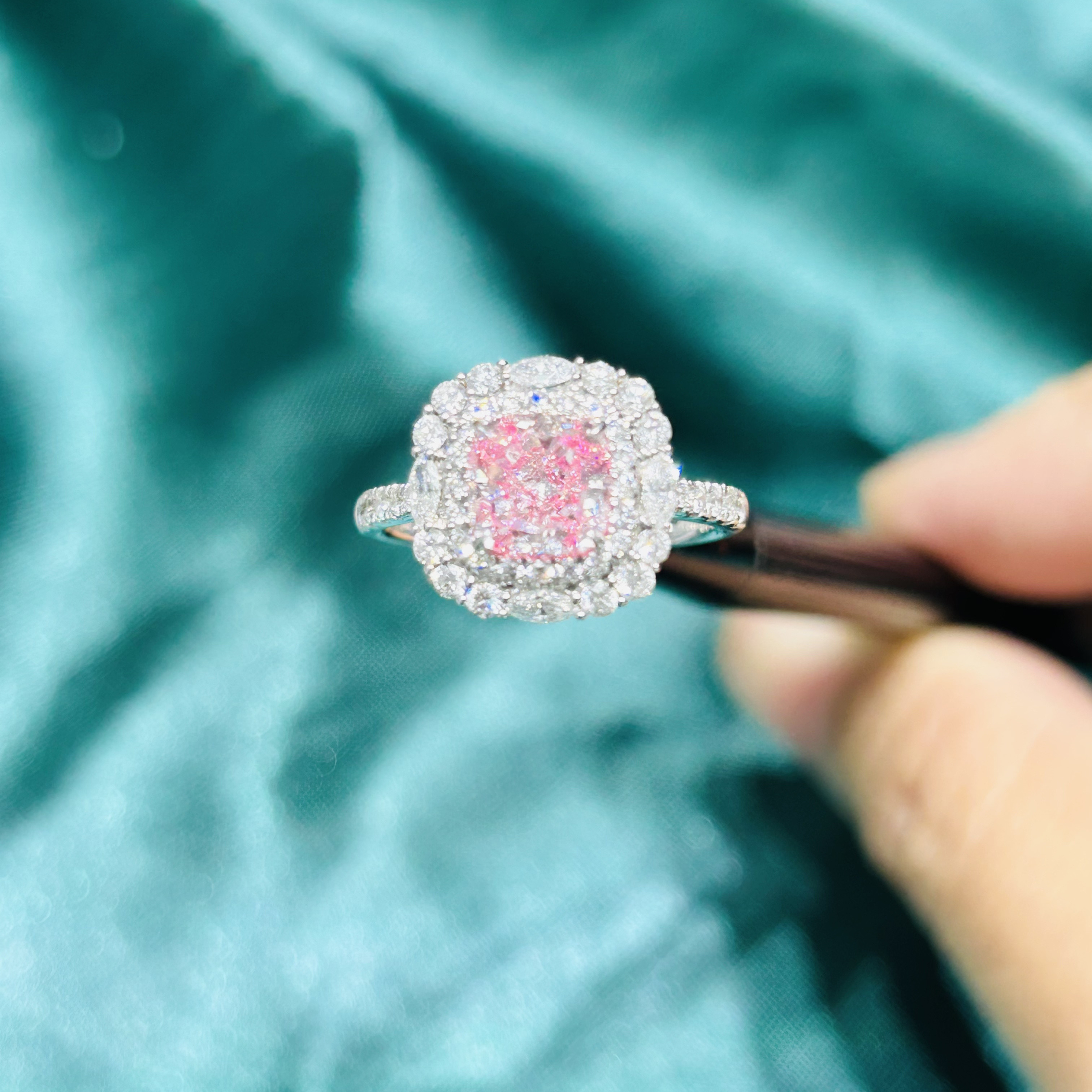 Jewelry Design Lab Diamond Jewelry classic solitaire Pink Cushion Fancy Diamond Ring