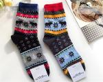 Colorful christmas deer patterned design cosy cotton winter dress socks