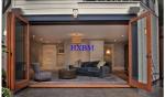 Sound Insulation Aluminum Clad Wood Doors , Strong Frame Aluminium Bifold Patio