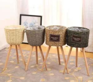 Wholesale Best Home Decor Popular Rattan Plant Stand, Planter Holder Wholesale Natural Seagrass Vase Handicraft Wicker Flower Pot from china suppliers