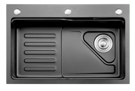 Black Cast Iron Kitchen Sinks Stainless Steel 450mm Basin Single Bowl Kitchen