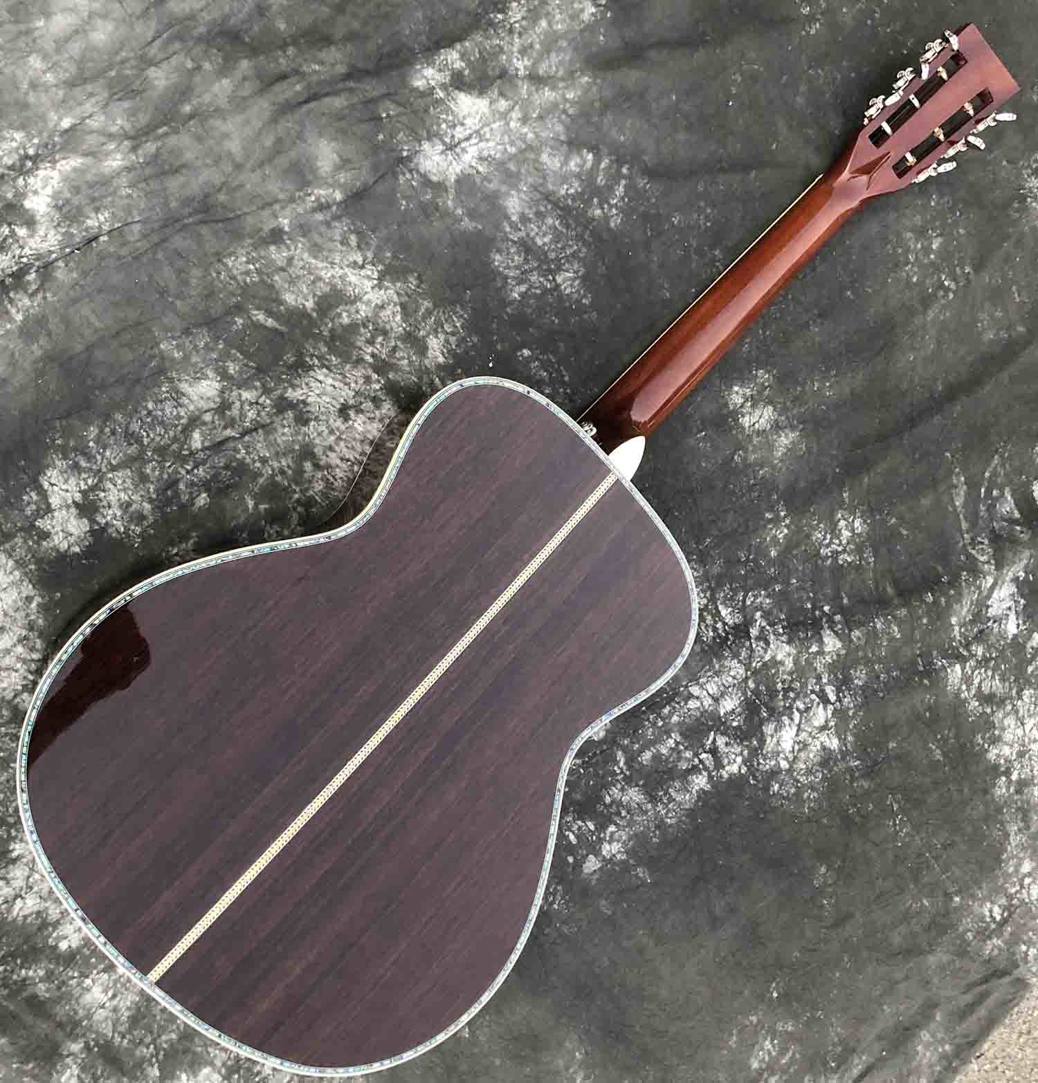 Custom Factory Made Grand Acoustic Classic Guitar 40 Inch OM Body Acoustic Guitar Solid Spruce Top Ebony Fingerboard Rea