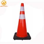 28 Inch Orange Pvc Traffic Safety Cones With Reflective Collar , Flexible Rubber