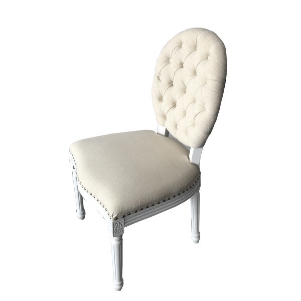 French Style new design classic white dining chair with linen fabric chair
