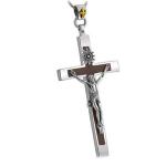 Women's and Men's Gothic Style Sterling Silver Cross Pendant Necklace with