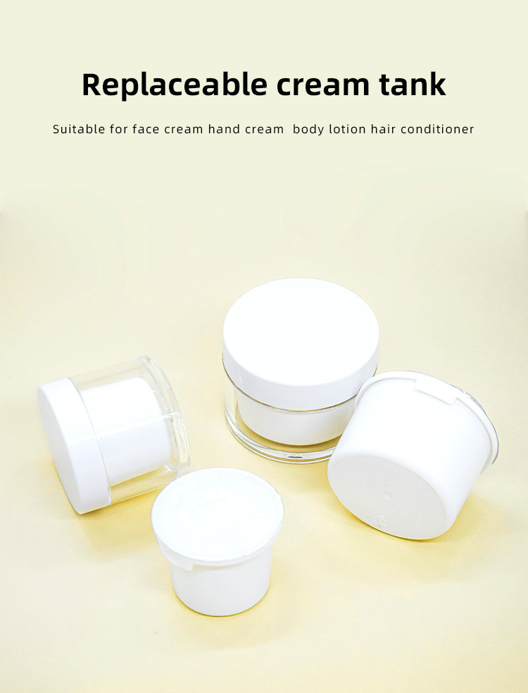 50g/100g/200g Customized Color And Logo Skin Care Packaging Transparent Replaceable Acrylic Cream Jar UKC36