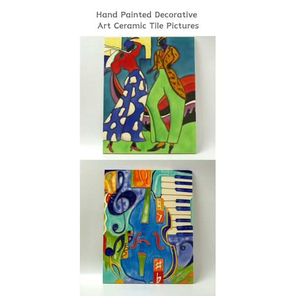 20x20cm Hand-Painted and Hand-Crafted Ceramic Art Tile Picture Pottery & Enamel Wall Hanging for Home Decoration