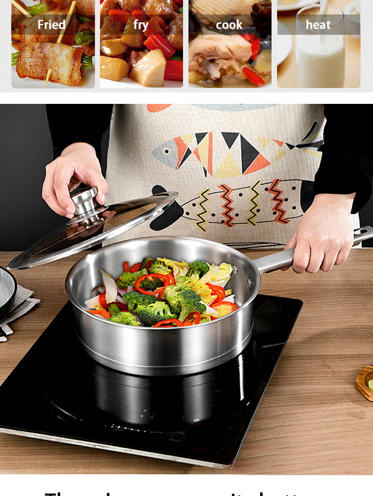 Amazon Top Seller Kitchen Cookware 6 Pcs Glass Cover 430 Stainless Steel Cookware Sets With Handle
