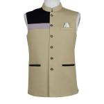 Men'S Cotton Stand Collar Waistcoat Custom For Special Occasion Party Wear