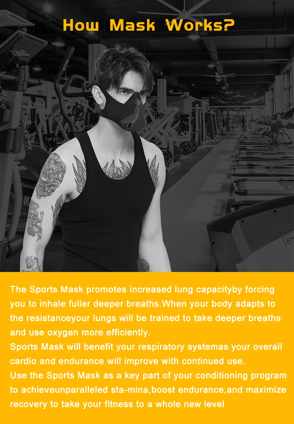 High Altitude Gym Fitness Sports Running Training Workout Mask 25 levels customize Logo