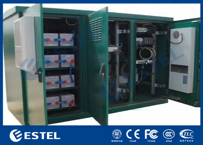 Floor Mount Outdoor Telecom Cabinet IP55 Triple Bay Racking Enclosure With Three Doors