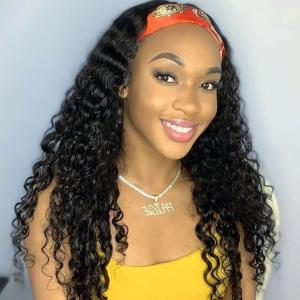 Wholesale Silk Scarf 10A Headband Hair Wig Glueless Human Hair Wigs Deep Wave from china suppliers