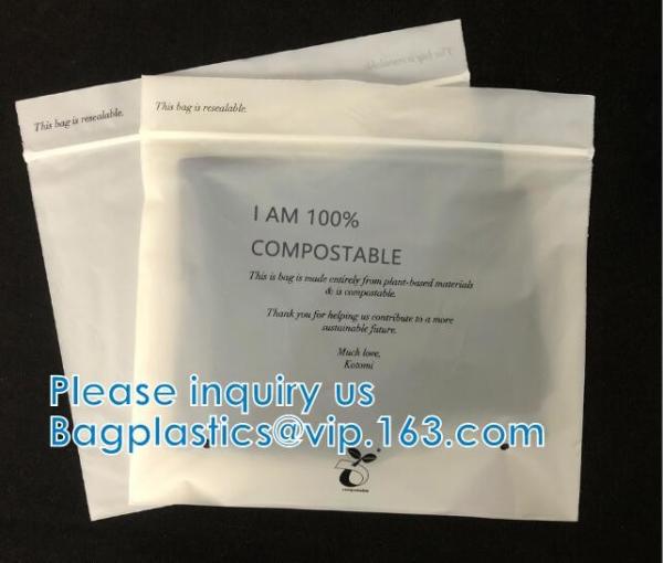 100% Biodegradable Shipping Bags, Zipper Compostable Zip Bag, PLA Corn Starch,