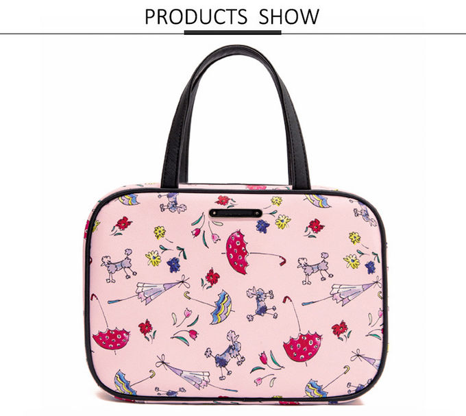 Large Capacity Pink Zip Polyester Travel Toiletry Bag