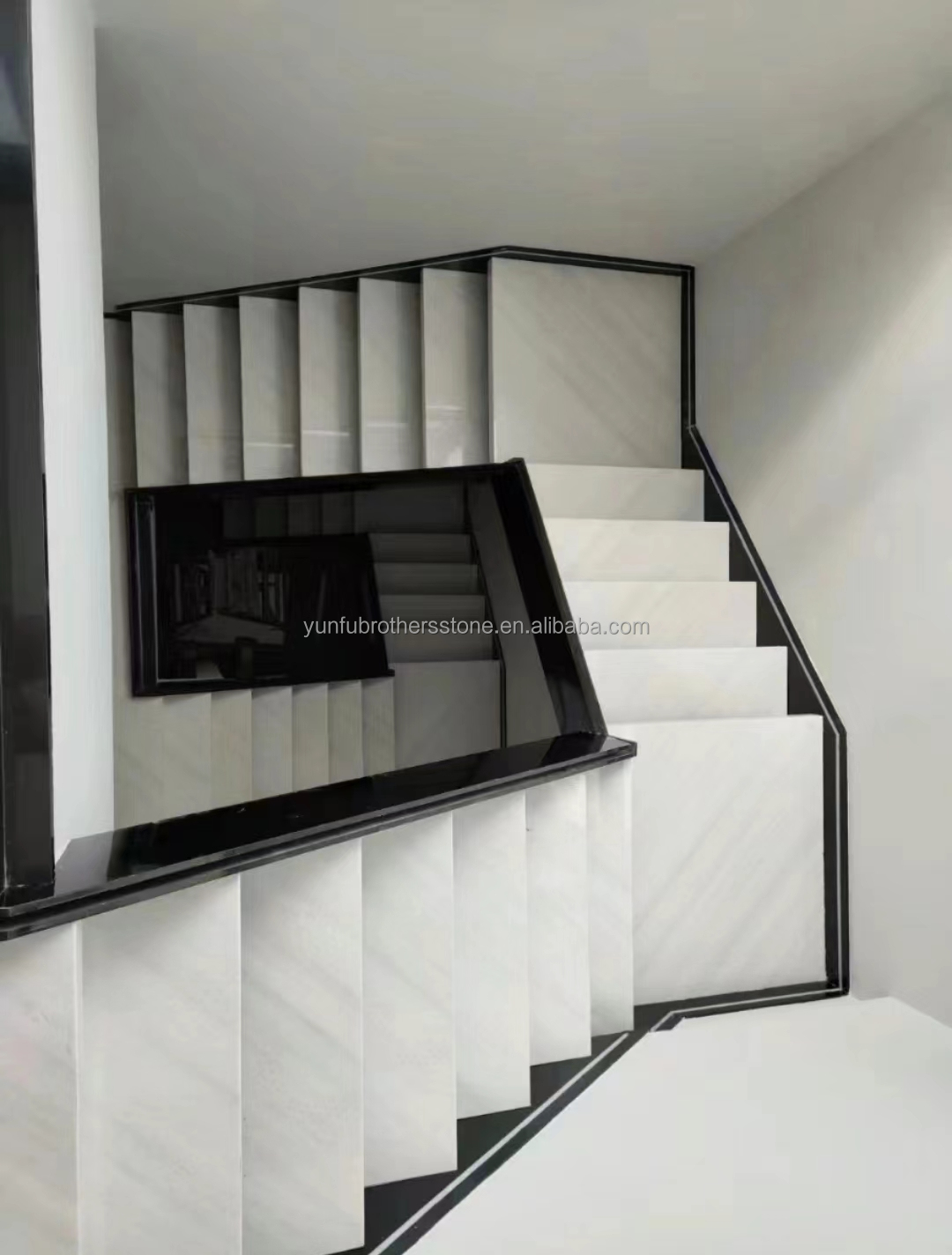 Indoor Villa Modern Natural Stone Stairs Design for Polished Straight Steps