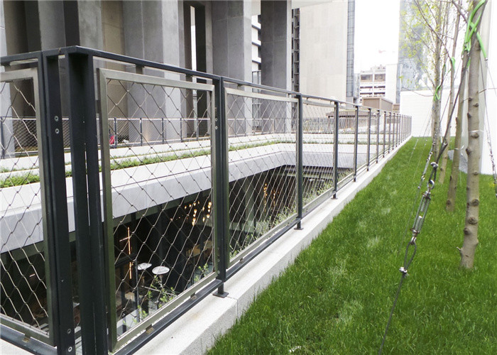 Corrosion Resistant Stainless Steel Wire Rope Fence / 80mm Woven Wire Mesh Balustrade