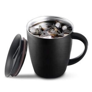 Wholesale Matte Black Stainless Steel Tumbler With Handles Eco - Friendly 10.8X9X9 Cm from china suppliers