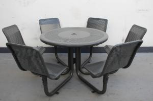 Wholesale Commercial Metal Picnic Table And Chair Set Round Shape Weather Resistant from china suppliers