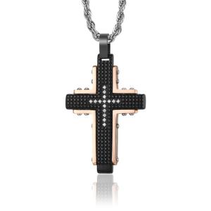 Wholesale 316L Stainless Steel Cross Pendant Necklace 1 Color Jesus Christ Large Cross Necklace for Men from china suppliers