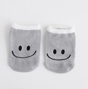 Wholesale Smile Face Newborn Baby Socks / Bulk Baby Socks Gray Color Anti Bacterial from china suppliers