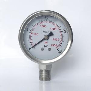 Wholesale 2300 Psi 160 Bar 50mm All Stainless Steel Pressure Gauge Manometer For Corrosive Media from china suppliers