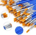 Round Pointed Tip Nylon Hair Paint Brushes Acid Free Non Shedding For Watercolor