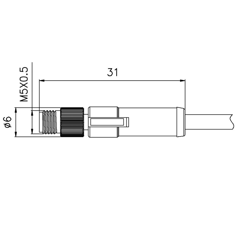 Male Straight Connector Molded Cable 4Pin M5 Circular Connector For Sensor