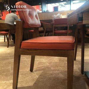 Wholesale PU Leather Solid Wood Upholstered Dining Chairs 58cm Width For Restaurant Home from china suppliers
