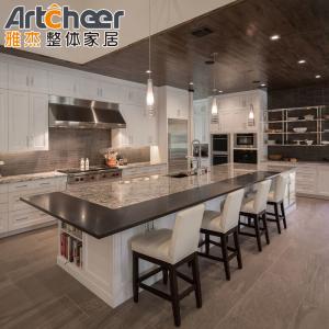 Wholesale White Shaker Solid Wood Slim Style Modular Kitchen Cabinets American Market Dining Island from china suppliers