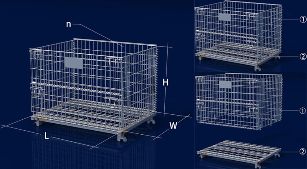 Warehouse Storage Pallet Cage Stackable Wire Mesh Metal Container