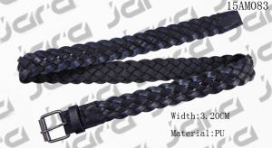 Wholesale Old Silver Roller Buckle Mens Braided Cloth Belts , Black PU Woven Leather Belt from china suppliers