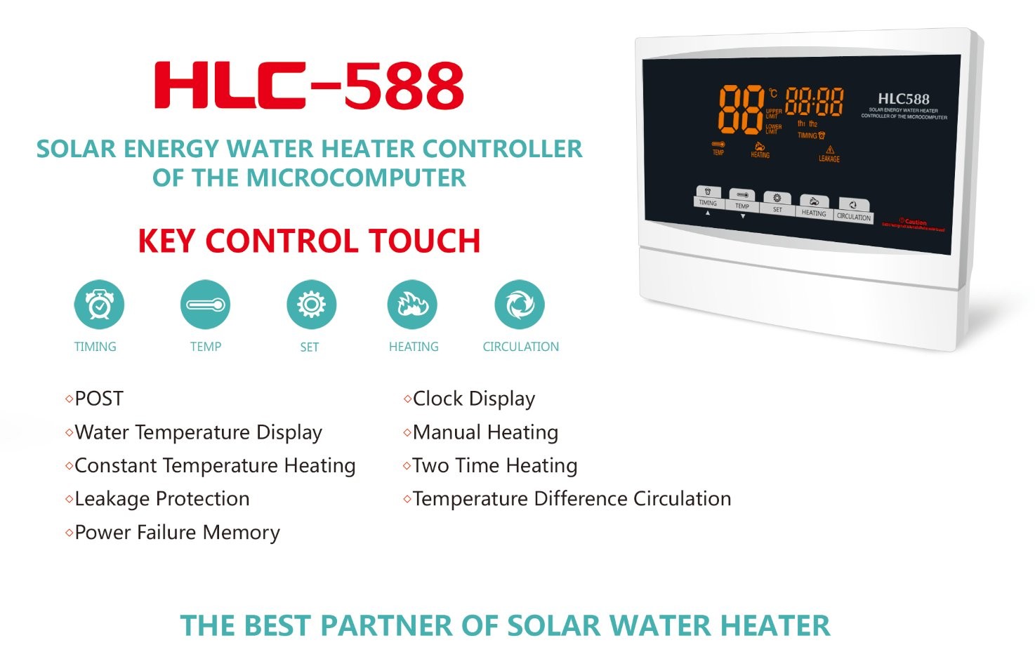 Durable Solar Water Heater Controller Heating For Temperature Differential Circulation