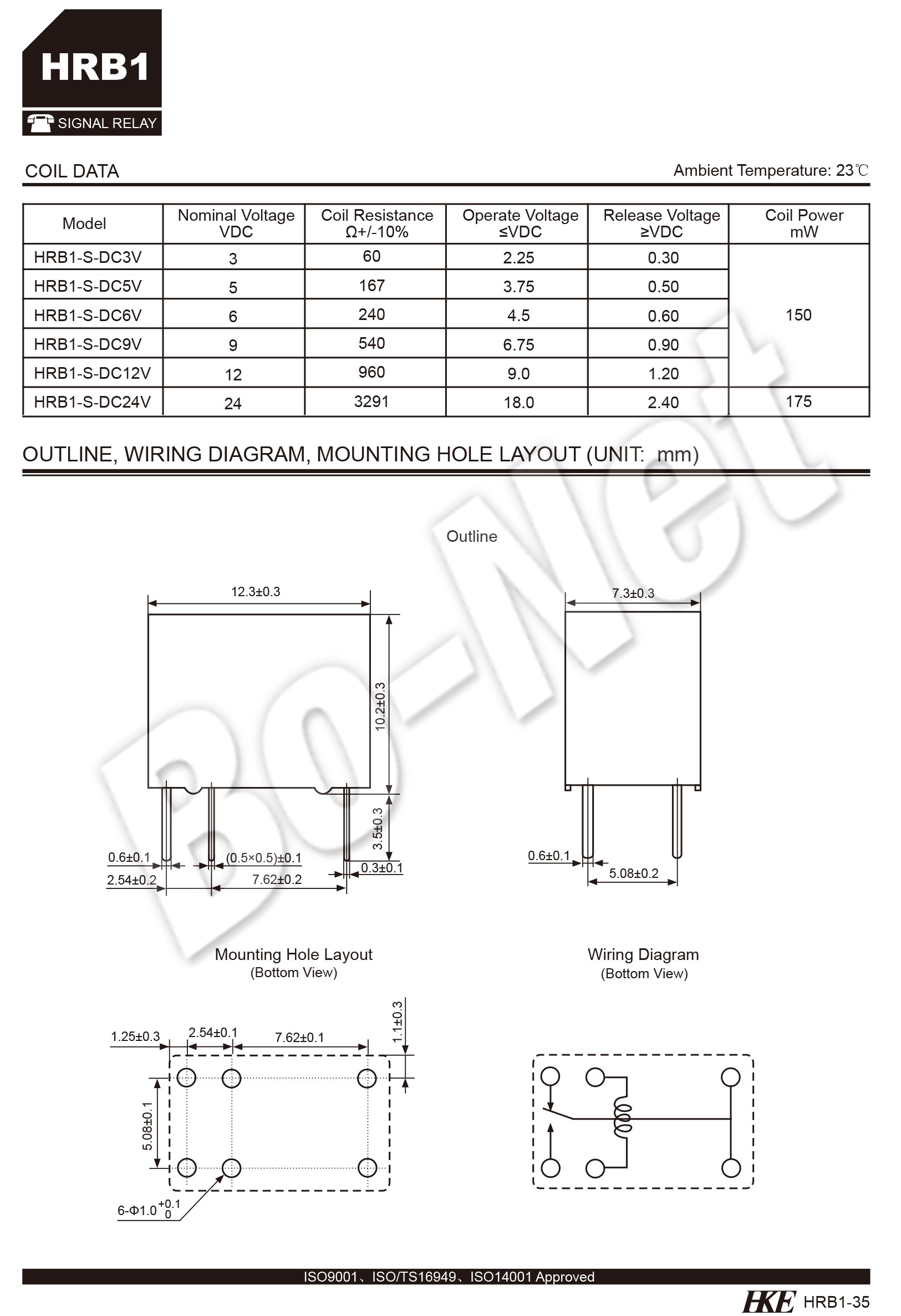 HKE original Electronic Component HRB1-S-DC24V HRB1-S-DC5V HRB1-S-DC9V HRB1-S-DC12V DC3V 3V 5V 9V 12V 24V 1A DIP-6 6PIN