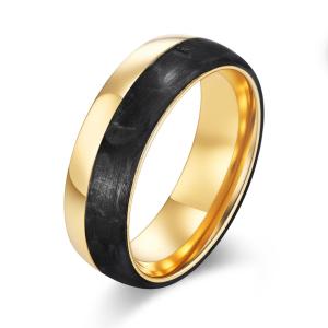 Wholesale Inlay Technology Setting Plated Gold and Rose Gold Forged Carbon Fiber Wedding Bands Mens Bands for Party Occasion 2025 from china suppliers