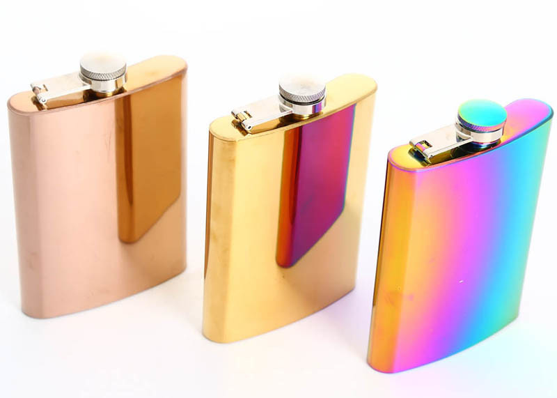 Colorful Kitchen Household Items 8oz Small Whiskey Flask Electroplated Seven Color