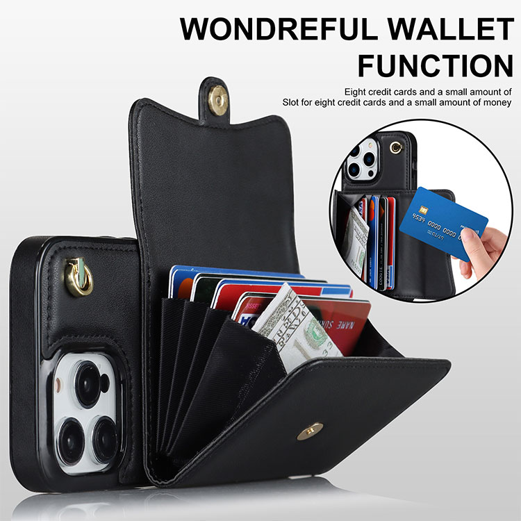 Iphone 13 12 15 14 Pro Max Mini Wallet Bag Card Holder Slim Case With Lanyard Y Support Wireless Charge