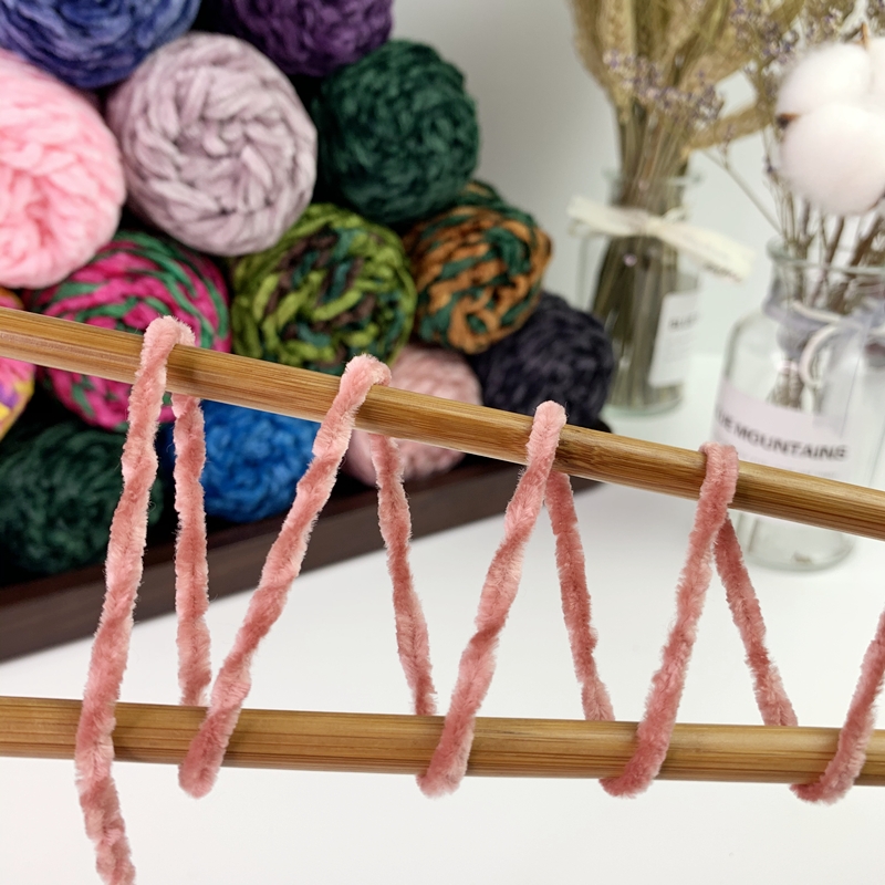 1.2NM 100% Polyester Velvet Chenille Knitting Yarn RING SPUN